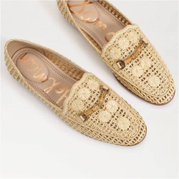Sam Edelman Women's Lowell Loafer size 5 natural Raffia tan woven flowers NIB - Picture 8 of 8